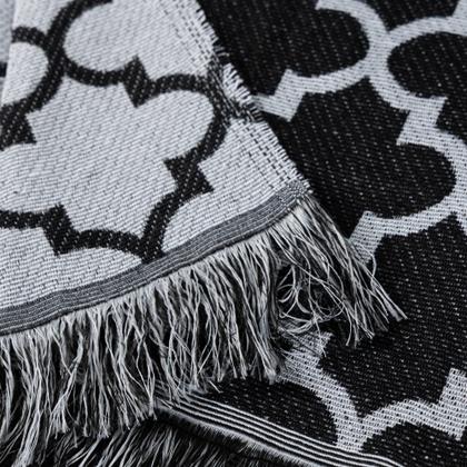 Imagem de Manta Xale Para Sofá Jacquard Tecido Misto com Franja 1,40 x 1,60