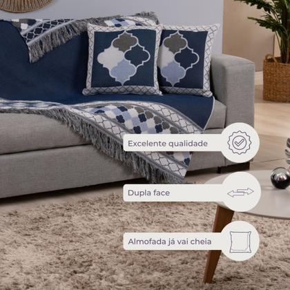Imagem de Manta Xale Protetor para Sofa Cama Grécia Jaquard Dupla Face 03 Pçs