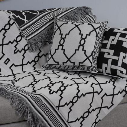 Imagem de Manta Xale Protetor para Sofa Cama Grécia Jaquard Dupla Face 03 Pçs