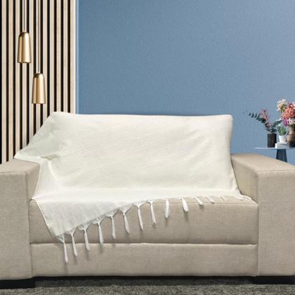 Imagem de Manta Xalé Protetora Para Sofá e Cama Lisa com 2 Capas Para Almofada