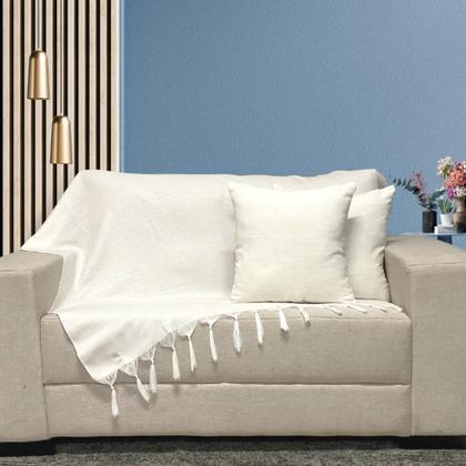 Imagem de Manta Xalé Protetora Para Sofá e Cama Lisa com 2 Capas Para Almofada