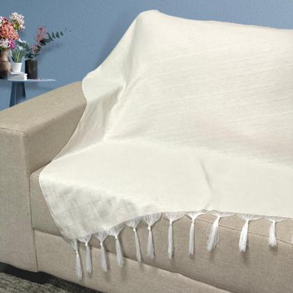 Imagem de Manta Xalé Protetora Para Sofá e Cama Lisa com 2 Capas Para Almofada