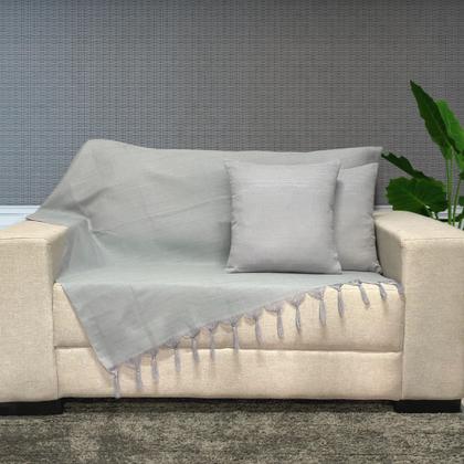 Imagem de Manta Xalé Protetora Para Sofá e Cama Lisa com 2 Capas Para Almofada