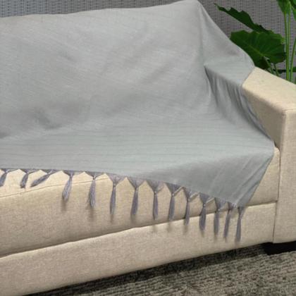 Imagem de Manta Xalé Protetora Para Sofá e Cama Lisa com 2 Capas Para Almofada