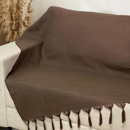 Imagem de Manta Xalé Protetora Para Sofá e Cama Lisa com 2 Capas Para Almofada