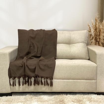 Imagem de Manta Xalé Protetora Para Sofá e Cama Lisa com 2 Capas Para Almofada