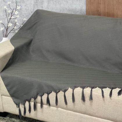 Imagem de Manta Xalé Protetora Para Sofá e Cama Lisa com 2 Capas Para Almofada