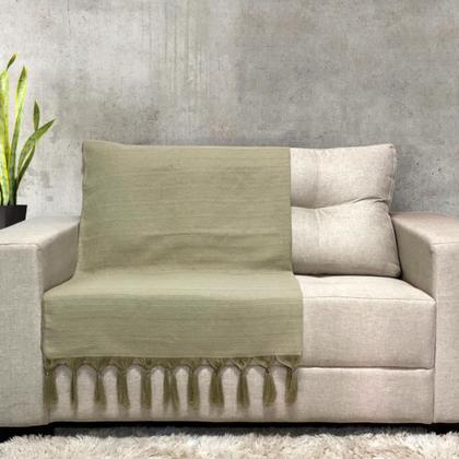 Imagem de Manta Xalé Protetora Para Sofá e Cama Lisa com 2 Capas Para Almofada