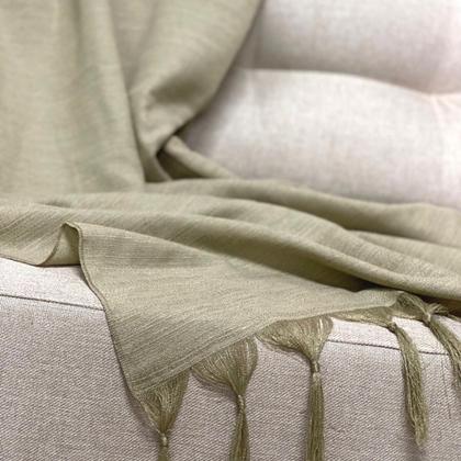 Imagem de Manta Xalé Protetora Para Sofá e Cama Lisa com 2 Capas Para Almofada