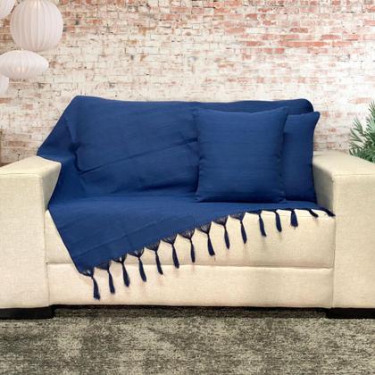 Imagem de Manta Xalé Protetora Para Sofá e Cama Lisa com 2 Capas Para Almofada