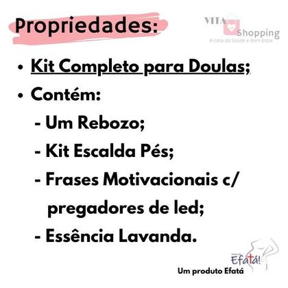 Imagem de Manta Xale, Rebozo, Escalda Pés, Essência e Frases Motivação, Kit Doula