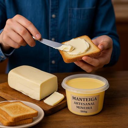 Imagem de Manteiga De Leite 100% Pura Com Sal - 2 Potes Com 500g