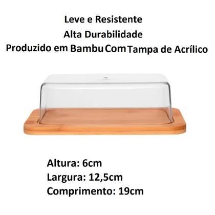 Imagem de Manteigueira de Bambu Com Tampa de Acrílico