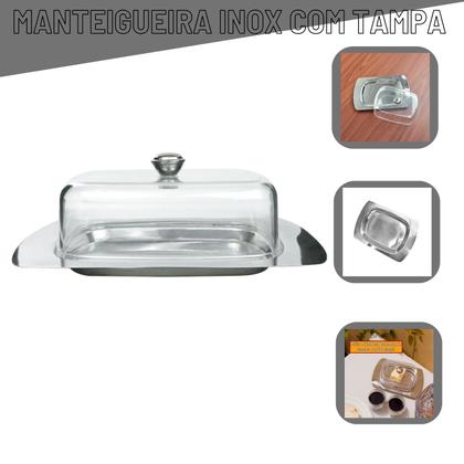 Imagem de Manteigueira de inox com tampa de plástico 19cm