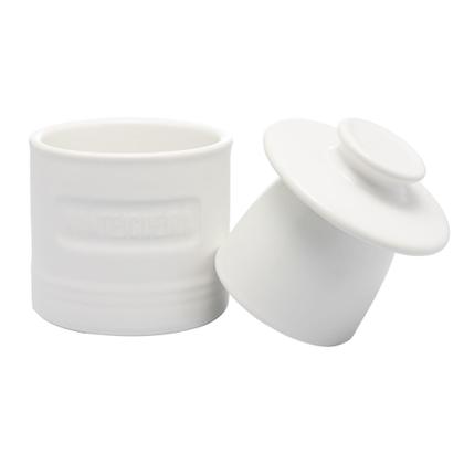 Imagem de Manteigueira francesa de ceramica com tampa branca matte 8cm x 8cm x 9cm - WOLFF