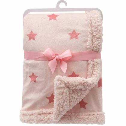 Imagem de mantinha dupla face estrelinha rosa