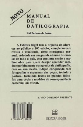 Imagem de Manual de Datilografia - Aprenda Datilografia com ou sem Mestre - Editora Rígel