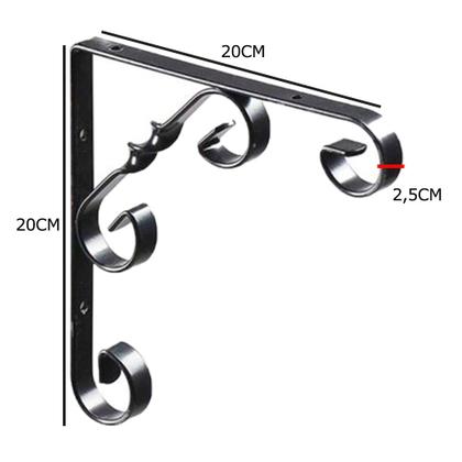 Mão Francesa Colonial 20Cm em Aço Preto Multivisão Imagem de Mão Francesa Colonial 20Cm em Aço Preto Multivisão