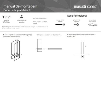 Imagem de Mão Francesa Masutti Preta Suporte para Prateleira MDF 1,5cm Reforçado Sala Escritório Quarto