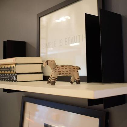 Imagem de Mão Francesa Masutti Preta Suporte para Prateleira MDF 1,5cm Reforçado Sala Escritório Quarto