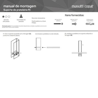 Imagem de Mão Francesa Masutti Preta Suporte para Prateleira MDF 1,5cm Reforçado Sala Escritório Quarto
