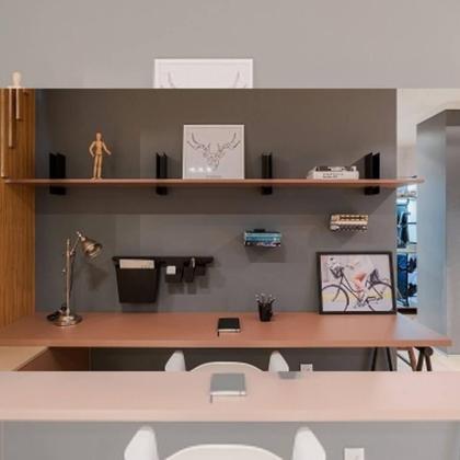 Imagem de Mão Francesa Masutti Preta Suporte para Prateleira MDF 1,5cm Reforçado Sala Escritório Quarto