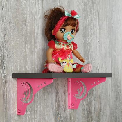 Imagem de Mãos Francesas Ornamentadas Fada Rosa Decorativas 20cm Menina Prateleira