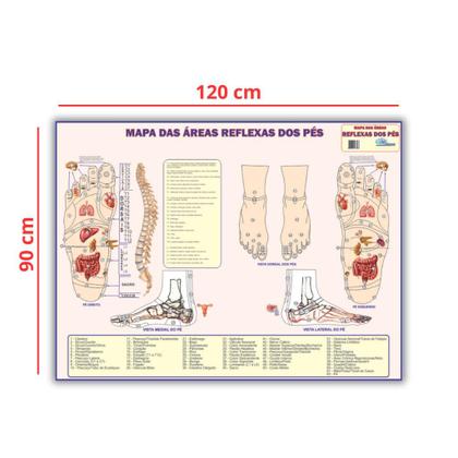 Imagem de Mapa Áreas Reflexas Do Pés Gigante Dobrado 1,20 X 0,90m - Fisioterapia - Enfermagem - Medicina