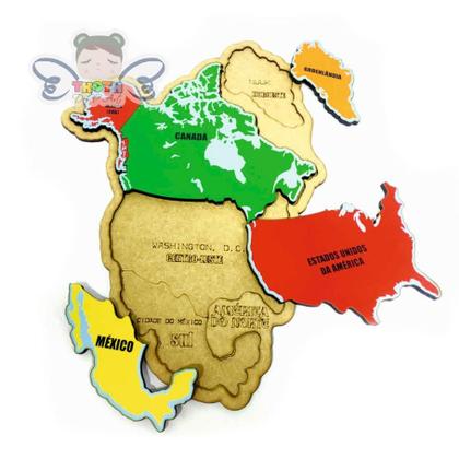 Imagem de Mapa da América do Norte Quebra-Cabeça, Educativo, Países e Capitais