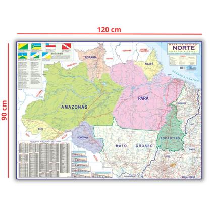 Imagem de Mapa da Região Norte - Dobrado 120 x 90 cm - Escolar - Geografia