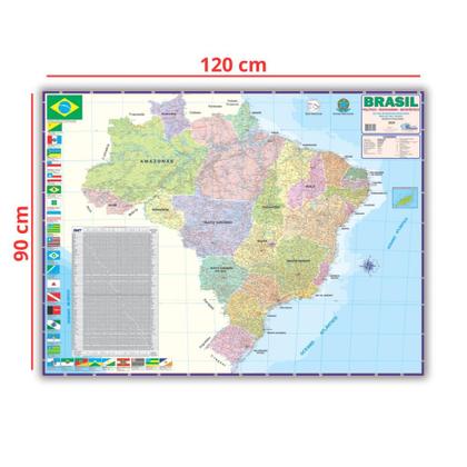 Imagem de Mapa Do Brasil Dobrado 0,90 X 1,20m - Político E Rodoviário - Escolar