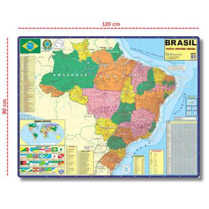 Imagem de Mapa Do Brasil Gigante Dobrado - Político e Rodoviário - Escolar