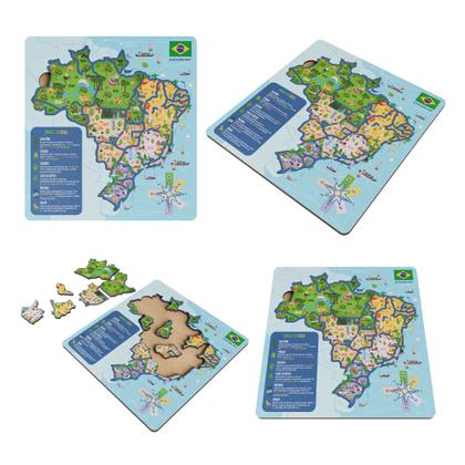 Imagem de Mapa do Brasil Quebra Cabeça MDF Educativo