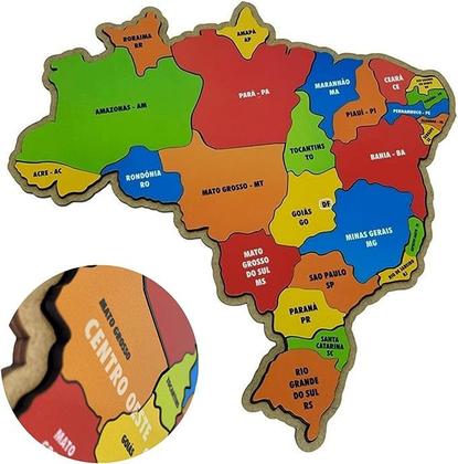 Imagem de Mapa Do Brasil Quebra Cabeça Regiões Geografia Em Madeira