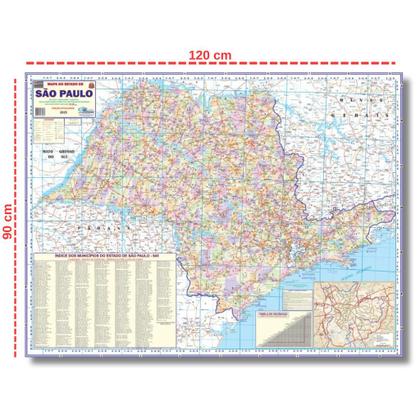Imagem de Mapa do Estado De São Paulo - Político - Rodoviário - Turístico Edição Atualizada 2025 - Dobrado