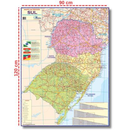 Imagem de Mapa Dobrado da Região Sul - Político - Rodoviário - Turístico - Escolar