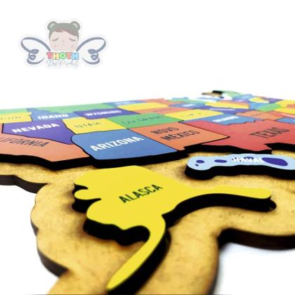 Imagem de Mapa dos Estados Unidos Quebra-Cabeça, Brinquedo Educativo