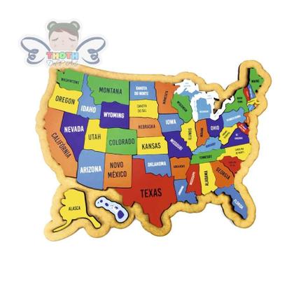 Imagem de Mapa dos Estados Unidos Quebra-Cabeça, Brinquedo Educativo