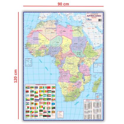 Imagem de Mapa Geográfico Escolar - Continente Africano - Dobrado 120 x 90 cm