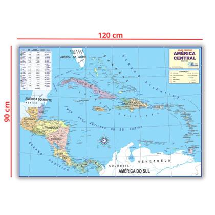Imagem de Mapa Gigante - América Central Político - 120 x 90cm - Escolar - Estudos