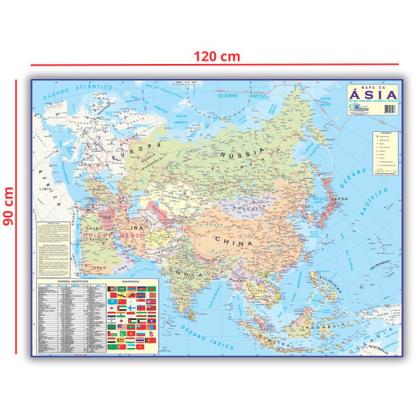 Imagem de Mapa Gigante Da Ásia - Dobrado 120 x 90 cm - Politico Continente Geográfico