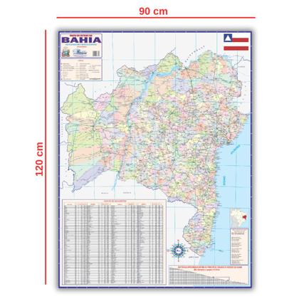 Imagem de Mapa Gigante Rodoviário e Politico - Estado da Bahia - Dobrado 120 x 90cm - Escolar