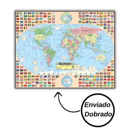 Imagem de Mapa Mundi Gigante - 120cm x 90cm GloMapas