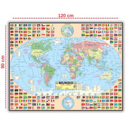 Imagem de Mapa Mundi Gigante - 120cm x 90cm GloMapas