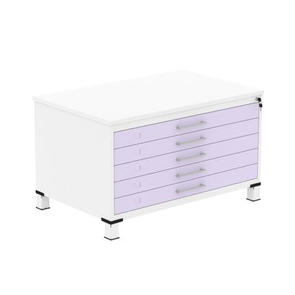 Imagem de Mapoteca Mont 5 Gavetas 71,3cm x 120,4cm Aço Branco/Lilas