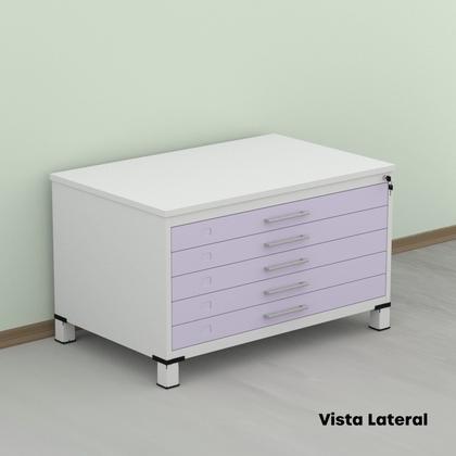 Imagem de Mapoteca Mont 5 Gavetas 71,3cm x 120,4cm Aço Branco/Lilas