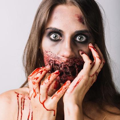 Imagem de Maquiagem de Halloween Sangue Falso na Seringa 5ml para Machucados e Cortes Fácil Aplicação