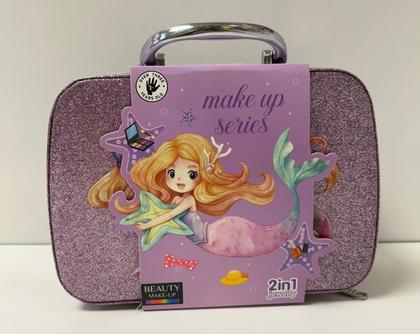 Imagem de Maquiagem Infantil com maleta e Acessórios - Kit Completo com Sombras, Batons e Pincéis