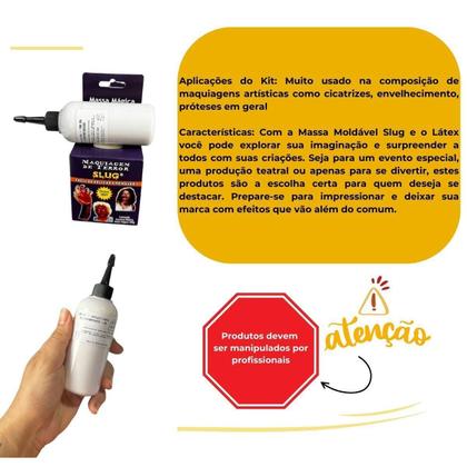 Imagem de Maquiagem Terror Massa Slug 250Gr + Látex Líquido 100Ml