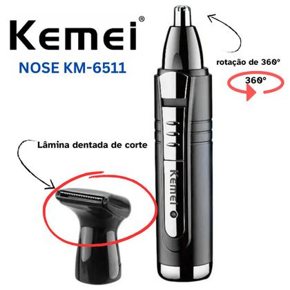 Imagem de Máquina Acabamento Barba Cabelo Tirar Pelos Nariz Orelha 2 em 1 Kemei Original km-6511